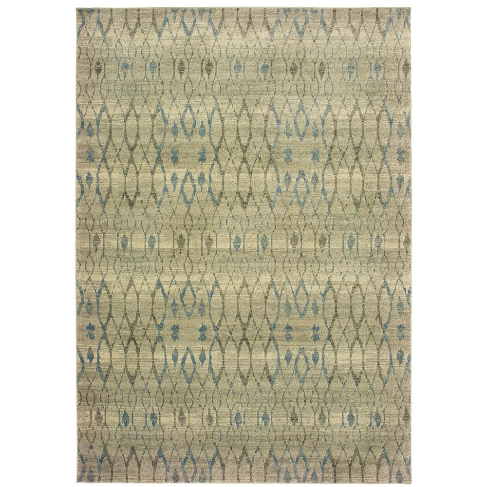 HomeRoots 10' Blue and Ivory Geometric Distressed Area Rug – Modern Style, Durable, Stain-Resistant Design for Homes 10' X 13' 574509