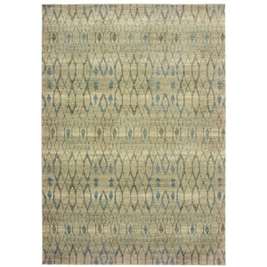HomeRoots 10' Blue and Ivory Geometric Distressed Area Rug – Modern Style, Durable, Stain-Resistant Design for Homes 10' X 13' 574509
