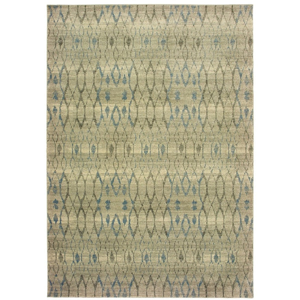 HomeRoots 10' Blue and Ivory Geometric Distressed Area Rug – Modern Style, Durable, Stain-Resistant Design for Homes 10' X 13' 574509