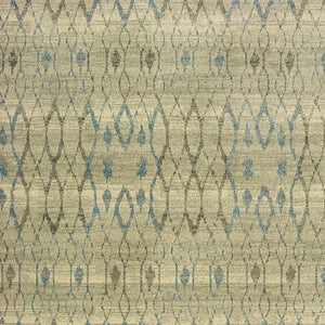 Homeroots 5' Elevate Your Space With A Blue And Ivory Geometric Distressed Area Rug - Stylish & Stain Resistant 10' X 13' Polypropylene 574509