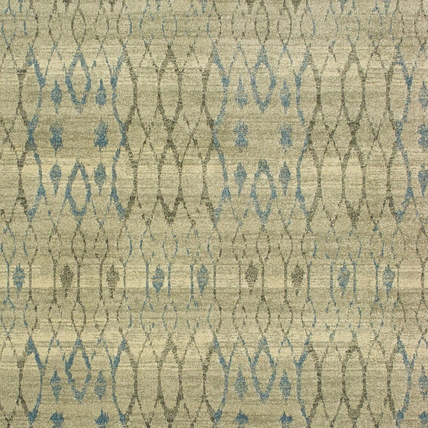 Homeroots 5' Elevate Your Space With A Blue And Ivory Geometric Distressed Area Rug - Stylish & Stain Resistant 7' X 10' Polypropylene 574511