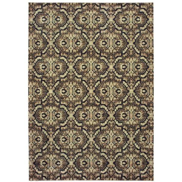 HomeRoots 10' Brown Geometric Distressed Area Rug - Durable, Low-Maintenance, Stylish Focal Point for Any Room 10' X 13' 574513