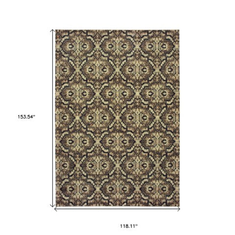 Homeroots 10' Brown Geometric Area Rug - Stylish Stain-resistant Design For Sophisticated Living Spaces 10' X 13' Polypropylene 574513