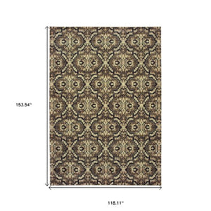 Homeroots 10' Brown Geometric Area Rug - Stylish Stain-resistant Design For Sophisticated Living Spaces 10' X 13' Polypropylene 574513