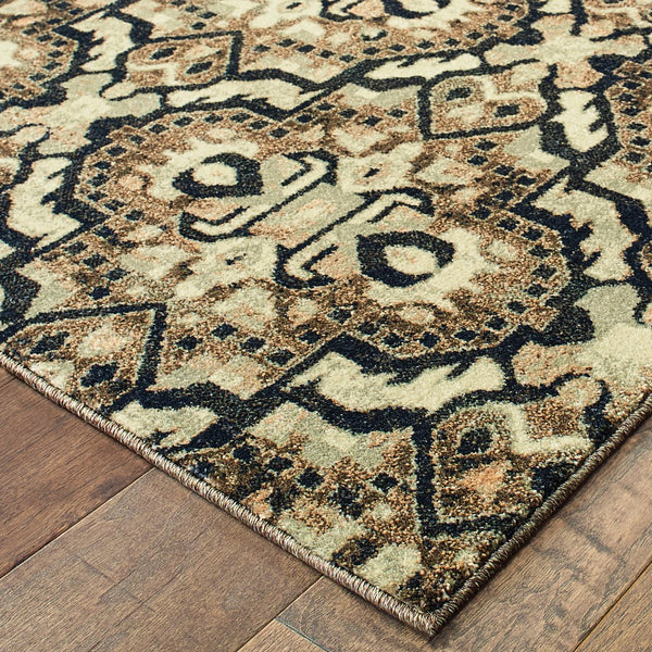 Homeroots 10' Brown Geometric Area Rug - Stylish Stain-resistant Design For Sophisticated Living Spaces 4' X 5' Polypropylene 574514