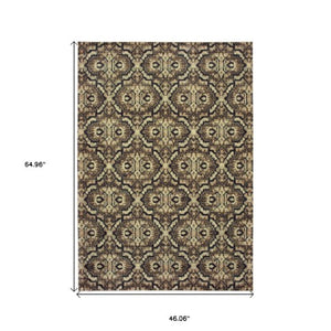Homeroots 10' Brown Geometric Area Rug - Stylish Stain-resistant Design For Sophisticated Living Spaces 4' X 5' Polypropylene 574514