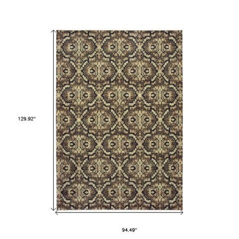 Homeroots 10' Brown Geometric Area Rug - Stylish Stain-resistant Design For Sophisticated Living Spaces 8' X 11' Polypropylene 574517