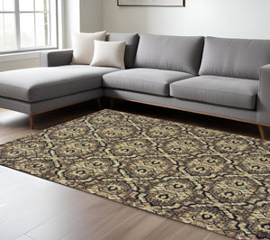 Homeroots 10' Brown Geometric Area Rug - Stylish Stain-resistant Design For Sophisticated Living Spaces 8' X 11' Polypropylene 574517