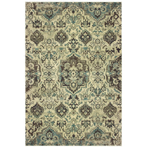 Homeroots 5' Ivory Oriental Area Rug - Elegant Design, Stain Resistant, Perfect For Living Rooms & Kids' Spaces 7' X 10' Polypropylene 574521