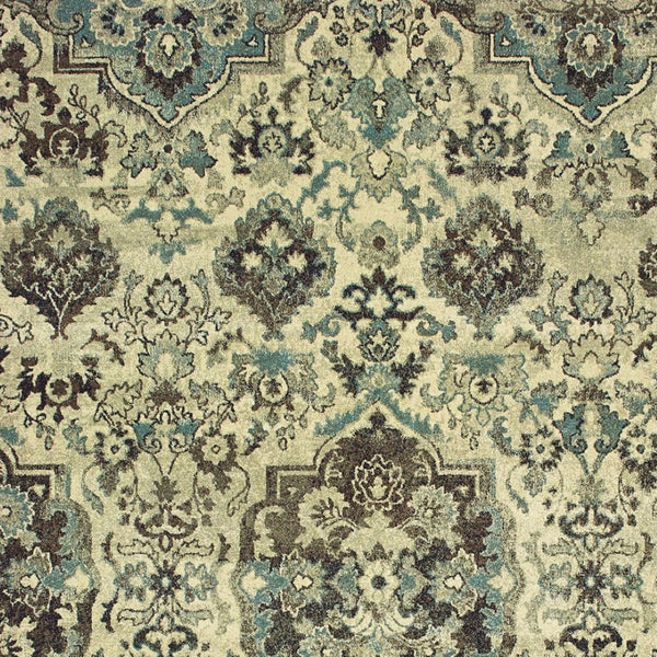 Homeroots 5' Ivory Oriental Area Rug - Elegant Design, Stain Resistant, Perfect For Living Rooms & Kids' Spaces 8' X 11' Polypropylene 574522