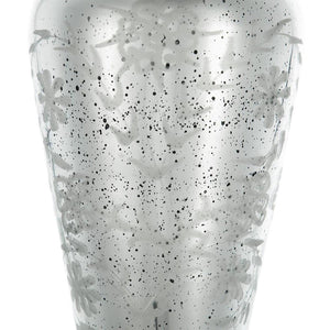 HomeRoots 20" Silver Floral Round Glass Table Vase - Elegant Home Decor for Fresh or Dried Flowers, Gift-Ready! 574525