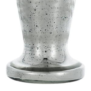HomeRoots 20" Silver Floral Round Glass Table Vase - Elegant Home Decor for Fresh or Dried Flowers, Gift-Ready! 574525