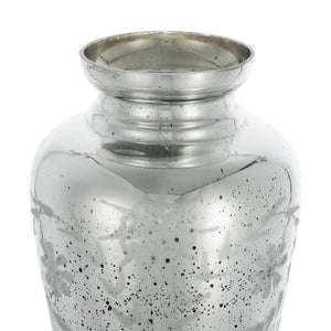 HomeRoots 20" Silver Floral Round Glass Table Vase - Elegant Home Decor for Fresh or Dried Flowers, Gift-Ready! 574525