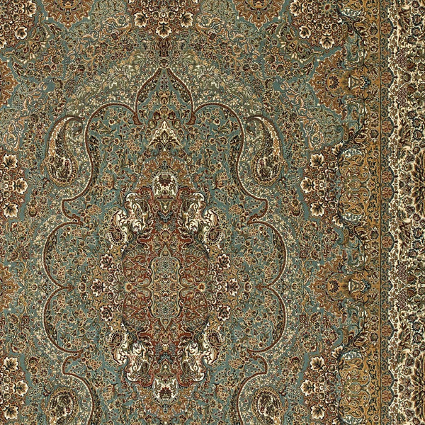 Homeroots 5' Blue Medallion Area Rug With Fringe - Stylish, Stain-resistant Design Perfect For Any Space 7' X 10' Polypropylene 574527