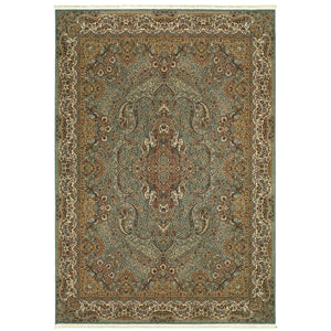 Homeroots 5' Blue Medallion Area Rug With Fringe - Stylish, Stain-resistant Design Perfect For Any Space 8' X 11' Polypropylene 574528