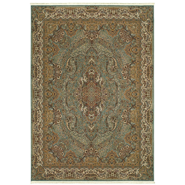 Homeroots 5' Blue Medallion Area Rug With Fringe - Stylish, Stain-resistant Design Perfect For Any Space 8' X 11' Polypropylene 574528