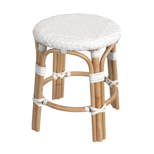 Butler Specialty Tobias 18" Round Rattan Dining Stool: Casual Mediterranean Style For Cozy Kitchen Or Patio Gatherings White Rattan,Polyurethane Synthetic (Pe) Rattan 5745304-butler
