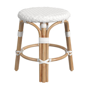 Butler Specialty Tobias 18" Round Rattan Dining Stool: Casual Mediterranean Style For Cozy Kitchen Or Patio Gatherings White Rattan,Polyurethane Synthetic (Pe) Rattan 5745304-butler
