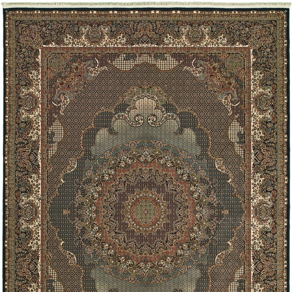 Homeroots 5' Stunning Blue Medallion Power Loom Area Rug With Fringe - Stylish, Stain-resistant Design For Homes 10' X 13' Polypropylene 574530