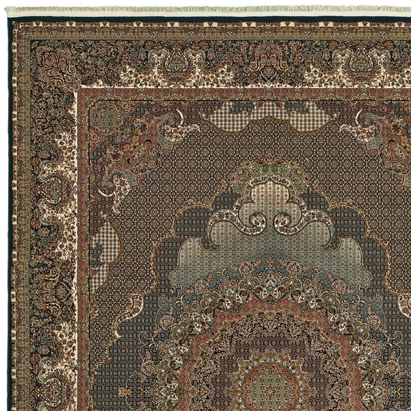 Homeroots 5' Stunning Blue Medallion Power Loom Area Rug With Fringe - Stylish, Stain-resistant Design For Homes 7' X 10' Polypropylene 574532