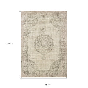 Homeroots 10' Ivory Oriental Power Loom Area Rug - Stylish, Stain Resistant, Perfect For Family Spaces & Decor 7' X 10' Polypropylene 574547