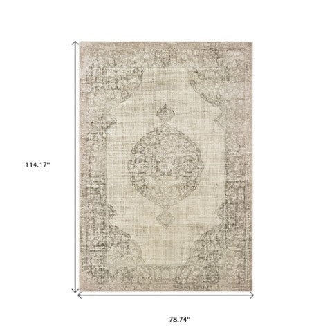 Homeroots 10' Ivory Oriental Power Loom Area Rug - Stylish, Stain Resistant, Perfect For Family Spaces & Decor 7' X 10' Polypropylene 574547