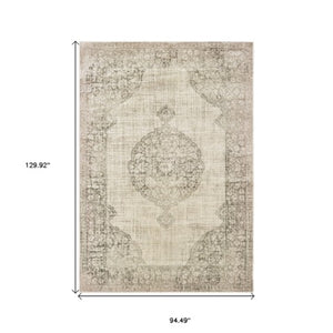 Homeroots 10' Ivory Oriental Power Loom Area Rug - Stylish, Stain Resistant, Perfect For Family Spaces & Decor 8' X 11' Polypropylene 574548
