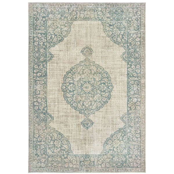 HomeRoots 10' Elegant Ivory and Gray Oriental Distressed Area Rug - Perfect for High-Traffic Living Spaces 10' X 13' 574549