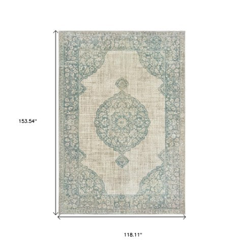 Homeroots 10' Ivory Oriental Power Loom Area Rug - Stylish, Stain Resistant, Perfect For Family Spaces & Decor 10' X 13' Polypropylene 574549