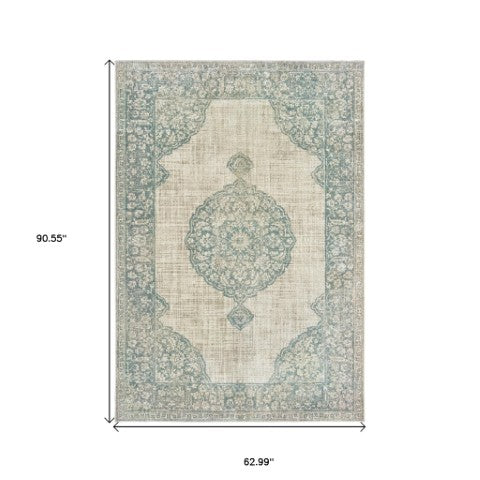 Homeroots 10' Ivory Oriental Power Loom Area Rug - Stylish, Stain Resistant, Perfect For Family Spaces & Decor 5' X 8' Polypropylene 574551