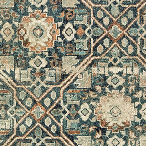 Homeroots 5' Blue Geometric Power Loom Area Rug - Stain Resistant, Stylish Design For Homes With Kids & Pets 5' X 8' Polypropylene 574559