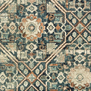 Homeroots 5' Blue Geometric Power Loom Area Rug - Stain Resistant, Stylish Design For Homes With Kids & Pets 7' X 10' Polypropylene 574562