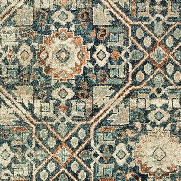 Homeroots 5' Blue Geometric Power Loom Area Rug - Stain Resistant, Stylish Design For Homes With Kids & Pets 7' X 10' Polypropylene 574562