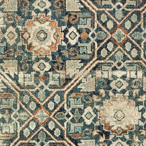 Homeroots 5' Blue Geometric Power Loom Area Rug - Stain Resistant, Stylish Design For Homes With Kids & Pets 8' X 11' Polypropylene 574563