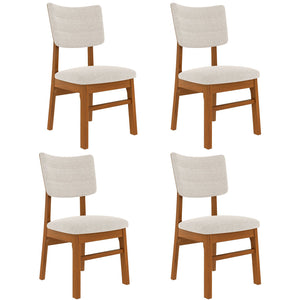English Elm Upholstered Dining Chairs Set of 4 Ergonomic Mid-Century Modern Fabric Seats with Rubberwood Frame & Non-Slip Feet Beige,Brown N752P346006A