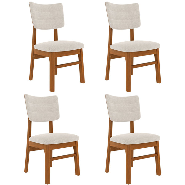 English Elm Upholstered Dining Chairs Set of 4 Ergonomic Mid-Century Modern Fabric Seats with Rubberwood Frame & Non-Slip Feet Beige,Brown N752P346006A