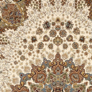 Homeroots 5' Ivory Medallion Area Rug With Fringe - Stain Resistant, Stylish Design For Any Home Decor 8' X 11' Polypropylene 574568