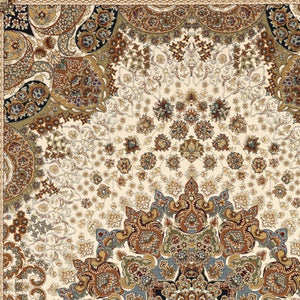 Homeroots 5' Ivory Medallion Area Rug With Fringe - Stain Resistant, Stylish Design For Any Home Decor 8' X 11' Polypropylene 574568