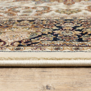 HomeRoots 5' Elegant Ivory Medallion Area Rug with Fringe – Durable, Stain-Resistant, Perfect for Any Room 8' X 11' 574568