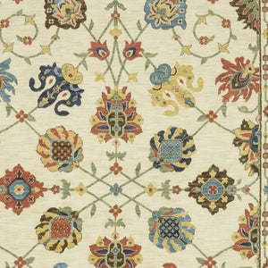 HomeRoots 5' Timeless Blue Yellow Ivory Oriental Area Rug - Durable, Elegant Design with Stylish Fringe Finish 5' X 8' 574574