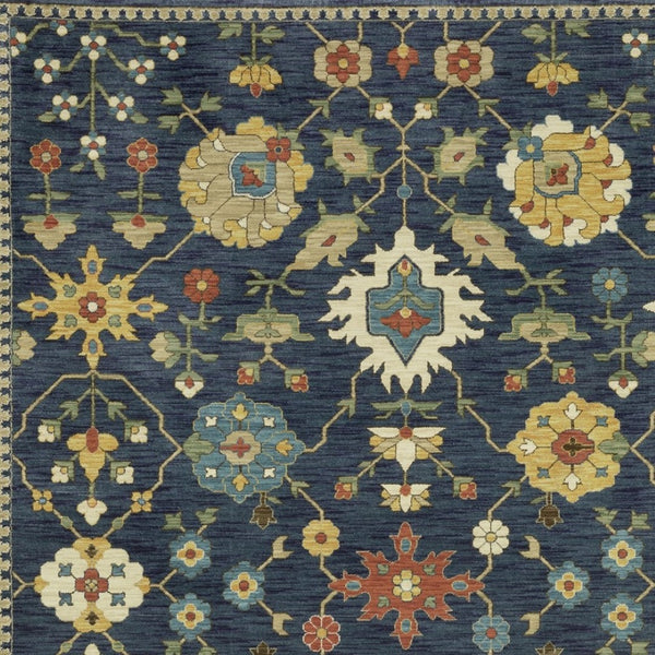 Homeroots 5' Blue Oriental Area Rug With Fringe – Stain Resistant, Stylish Design Perfect For Any Room Decor 8' X 11' Polypropylene 574580