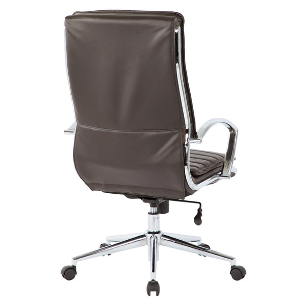 OSP Home Furnishings High Back Executive Office Chair Faux Leather Ergonomic Seat with Chrome Arms and Lumbar Support High SPX23590C-U1
