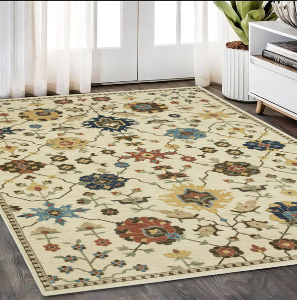 Homeroots 5' Blue Oriental Area Rug With Fringe – Stain Resistant, Stylish Design Perfect For Any Room Decor 5' X 8' Polypropylene 574582