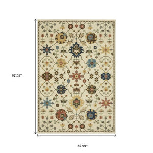 Homeroots 5' Blue Oriental Area Rug With Fringe – Stain Resistant, Stylish Design Perfect For Any Room Decor 5' X 8' Polypropylene 574582
