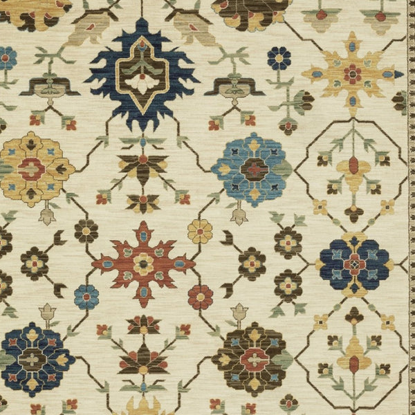 Homeroots 5' Blue Oriental Area Rug With Fringe – Stain Resistant, Stylish Design Perfect For Any Room Decor 5' X 8' Polypropylene 574582