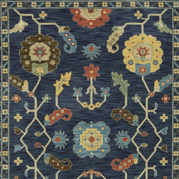 Homeroots 5' Blue Oriental Area Rug With Elegant Fringe – Stain Resistant, Perfect For Homes With Kids & Pets 5' X 8' Polypropylene 574585