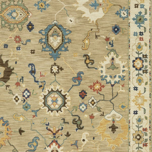 Homeroots 5' Elegant Beige And Light Blue Oriental Area Rug With Fringe - Stain Resistant For Any Decor 5' X 8' Polypropylene 574589