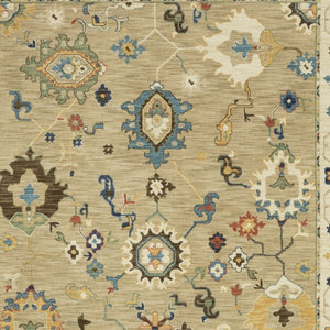 Homeroots 5' Elegant Beige And Light Blue Oriental Area Rug With Fringe - Stain Resistant For Any Decor 10' X 13' Polypropylene 574590