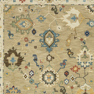 Homeroots 5' Elegant Beige And Light Blue Oriental Area Rug With Fringe - Stain Resistant For Any Decor 7' X 10' Polypropylene 574591
