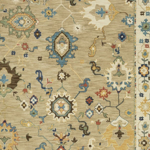 Homeroots 5' Elegant Beige And Light Blue Oriental Area Rug With Fringe - Stain Resistant For Any Decor 8' X 11' Polypropylene 574592